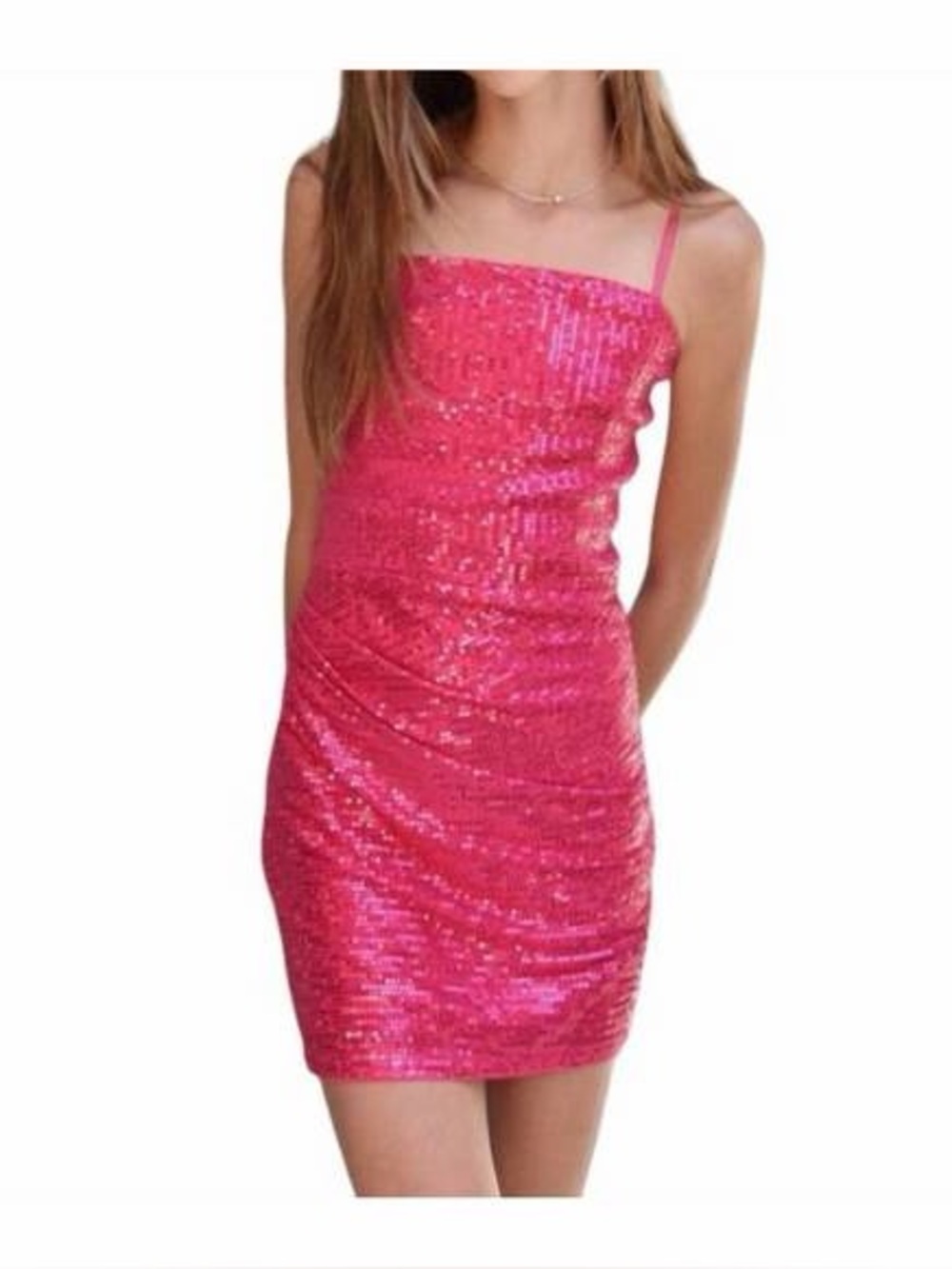 KATIE J NYC kid's sequin dress in neon pink